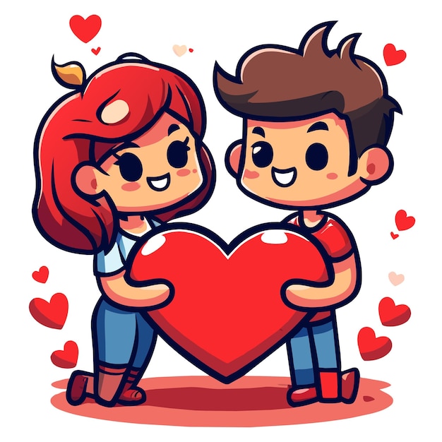 Cute valentine couple love hand drawn flat stylish mascot cartoon character drawing sticker