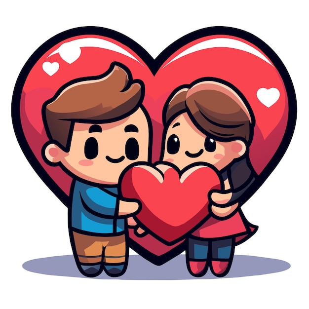 Vector cute valentine couple love hand drawn flat stylish mascot cartoon character drawing sticker