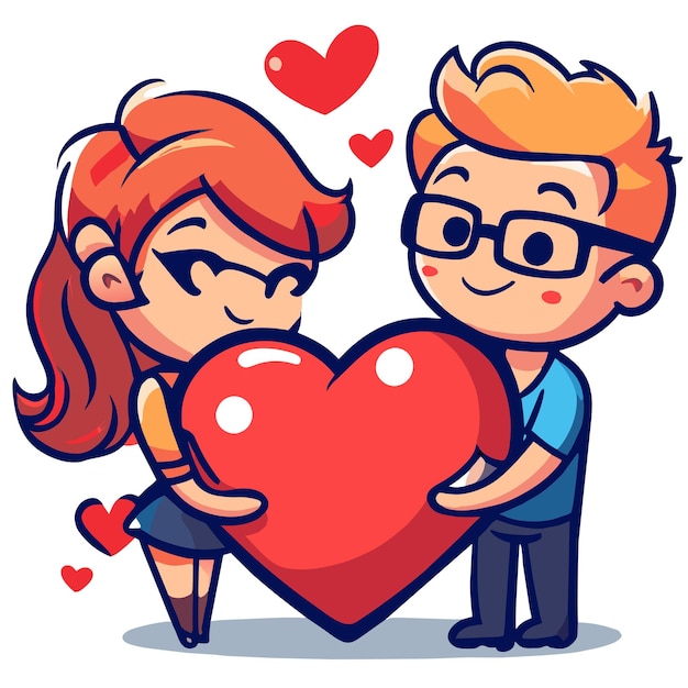 Vector cute valentine couple love hand drawn flat stylish mascot cartoon character drawing sticker