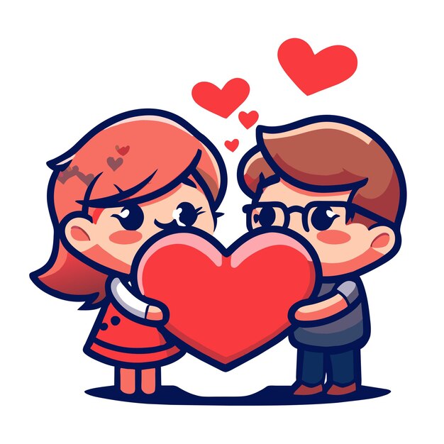 Cute valentine couple love hand drawn flat stylish mascot cartoon character drawing sticker