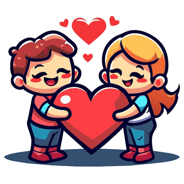 Vector cute valentine couple love hand drawn flat stylish mascot cartoon character drawing sticker