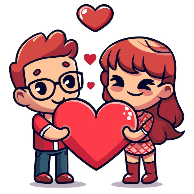 Cute valentine couple love hand drawn flat stylish mascot cartoon character drawing sticker