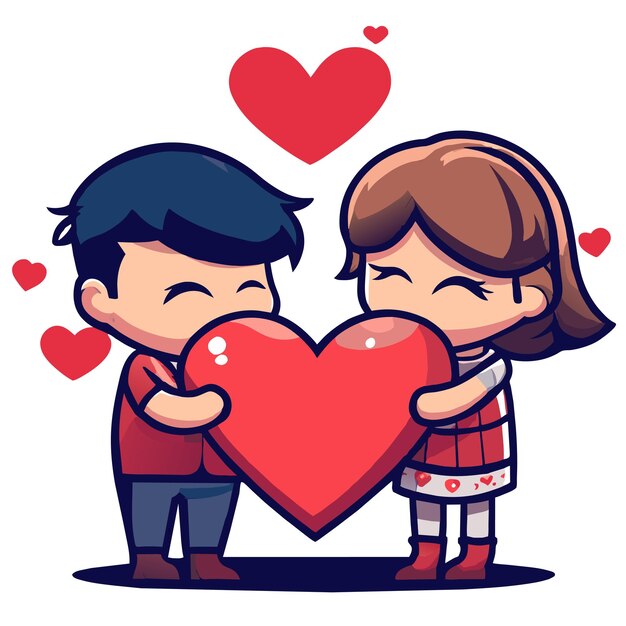 Vector cute valentine couple love hand drawn flat stylish mascot cartoon character drawing sticker