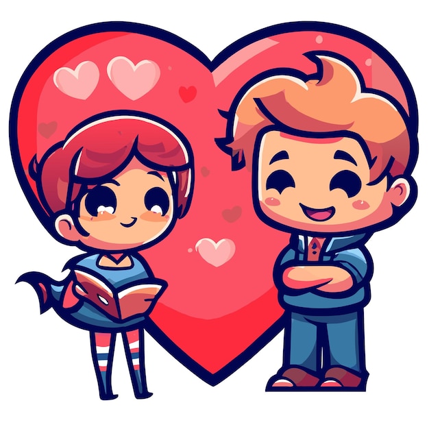 Vector cute valentine couple love hand drawn flat stylish mascot cartoon character drawing sticker