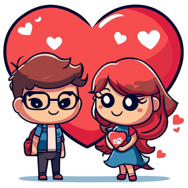 Cute valentine couple love hand drawn flat stylish mascot cartoon character drawing sticker