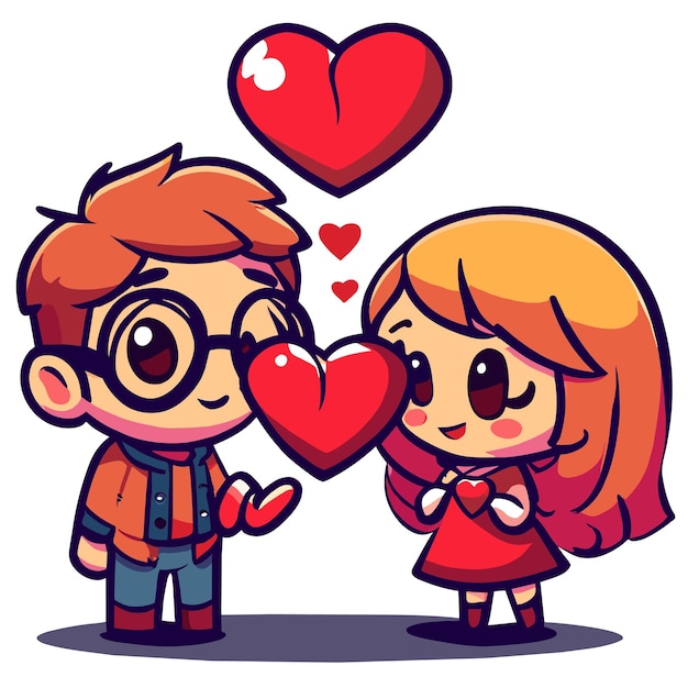 Vector cute valentine couple love hand drawn flat stylish mascot cartoon character drawing sticker