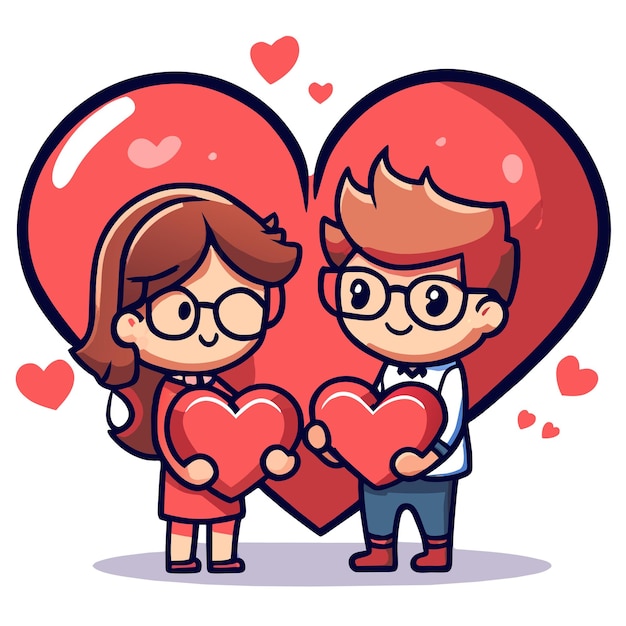 Vector cute valentine couple love hand drawn flat stylish mascot cartoon character drawing sticker