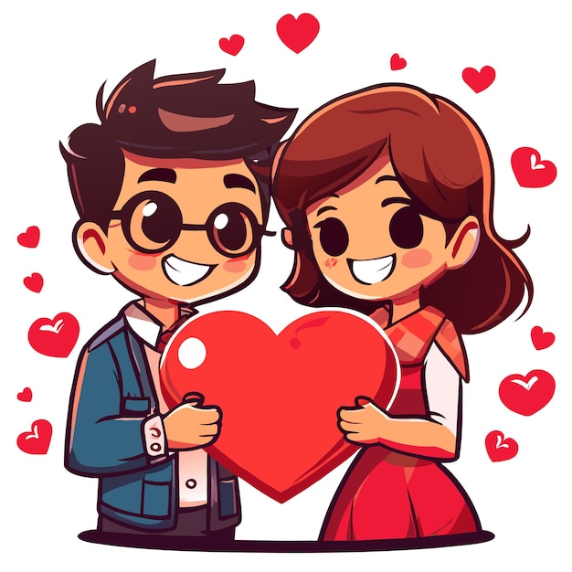 Vector cute valentine couple love hand drawn flat stylish mascot cartoon character drawing sticker