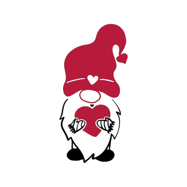 Vector cute valentine gnome illustration for sweet celebration valentine gnome cartoon illustration