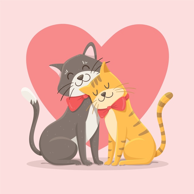 Cute valentine's day cats couple