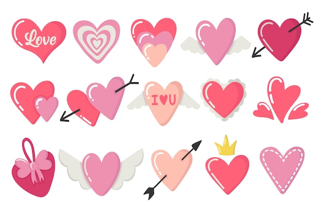 Cute valentine's day doodles set