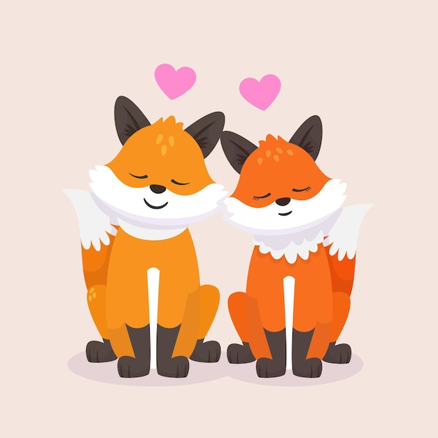 Vector cute valentine's day fox couple