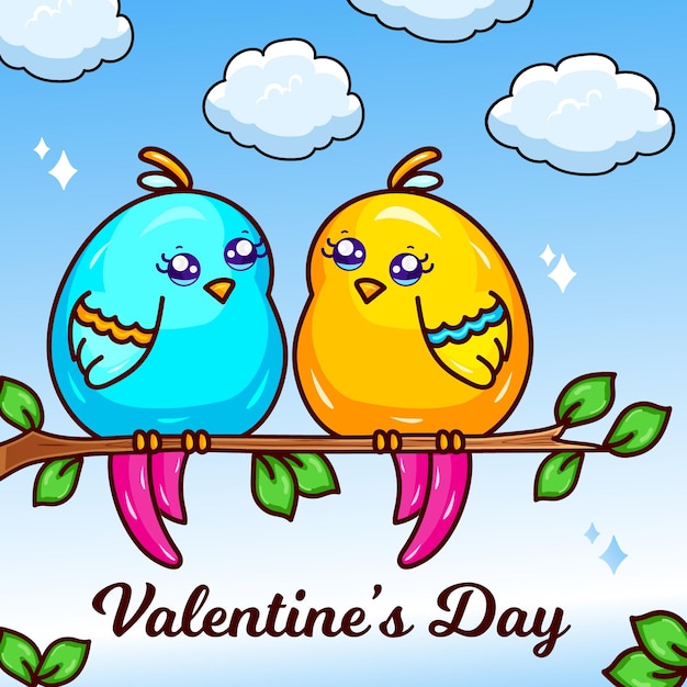 Милый день святого валентина любовь птицы пара