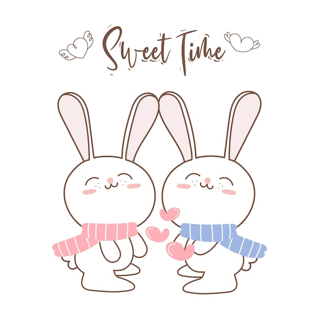 Cute valentine's day rabbit couple.