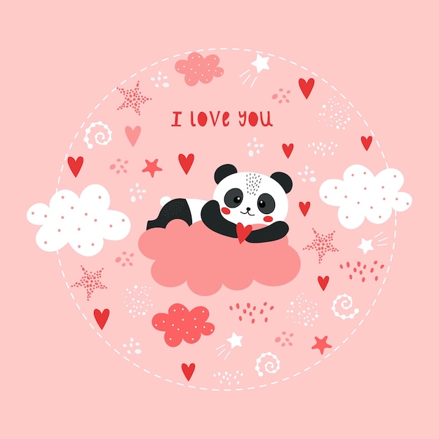 Cute valentine's day with panda.