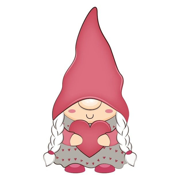 Cute valentines day gnome. vector stock illustration.