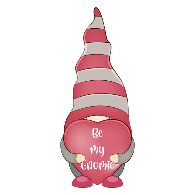 Cute Valentines day gnome. Vector stock illustration.