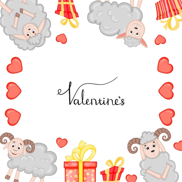 Illustrazione disegnata a mano di vettore degli elementi disegnati a mano della cartolina d'auguri di san valentino carino