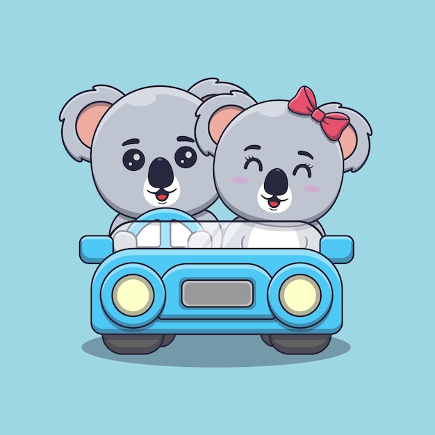 Cute Valentines day koala couple on car