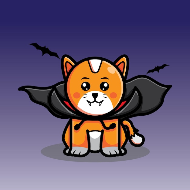 cute vampire cat on halloween