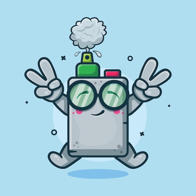 평화 기호 손 제스처 고립 된 만화와 귀여운 vape 전자 담배 캐릭터 마스코트