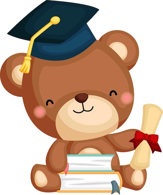 Cute vector of a bear mascot graduating