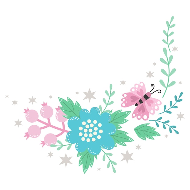 Cute vector bouquet of flowers Design element