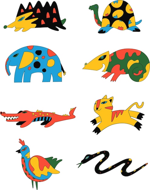 Vector cute vector cartoon animals childish colorful animal