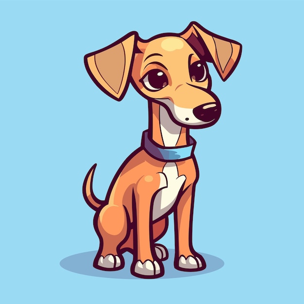 Cute Vector Cartoon Greyhound Dog
