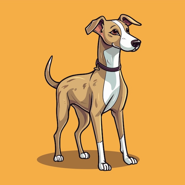 Vector cute vector cartoon greyhound dog