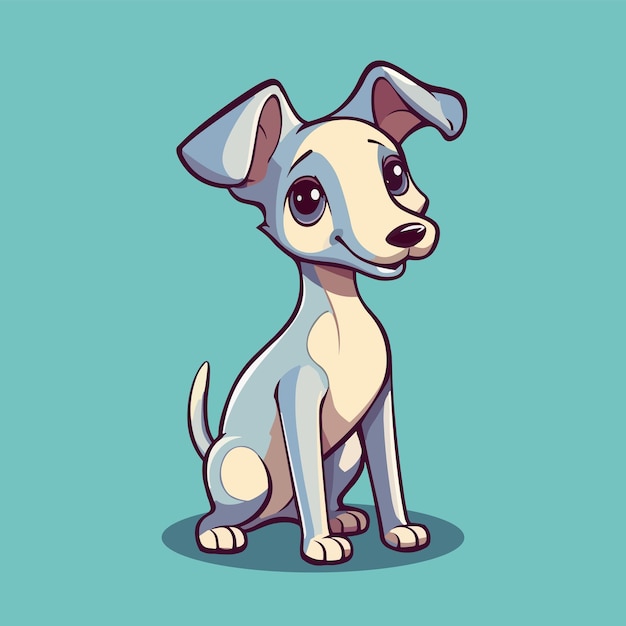 Vector cute vector cartoon greyhound dog