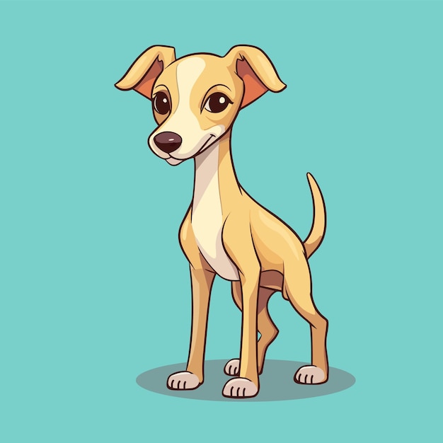 Vector cute vector cartoon greyhound dog