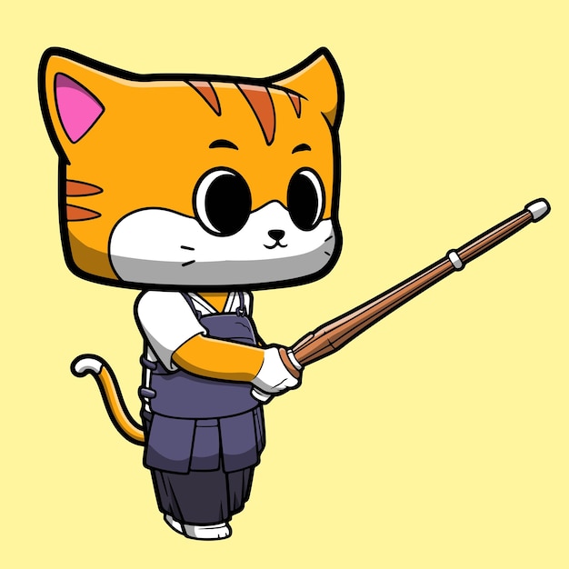 Vector cute vector cat kendo character