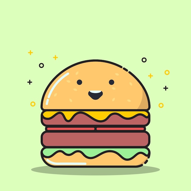 Vector cute vector cheese burger and patty cartoon