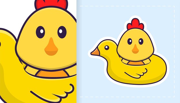 Cute vector chicken. can be used for stickers, patches, textiles, paper.