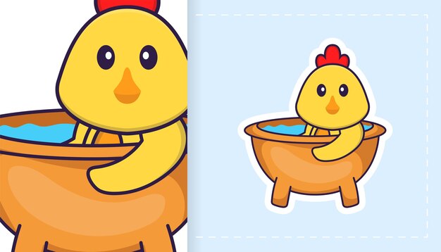 Cute vector chicken. Can be used for stickers, patches, textiles, paper.