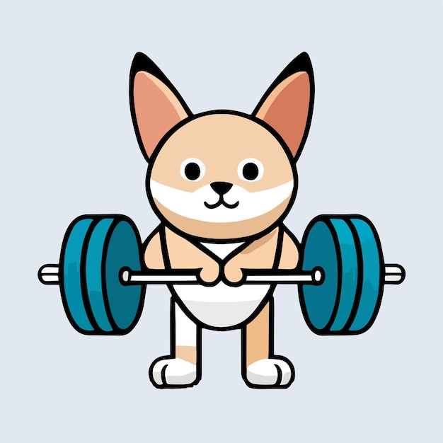 Cute vector design of a cat exercising lifting weights flat cartoon design