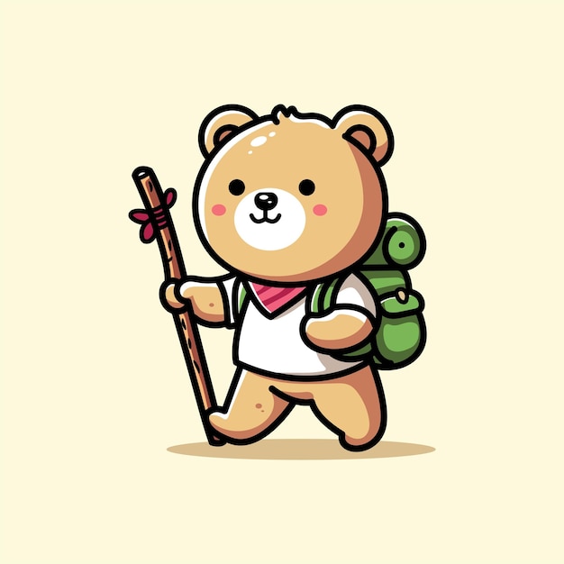 모험을 좋아하는 곰의 귀여운 벡터 디자인 그림