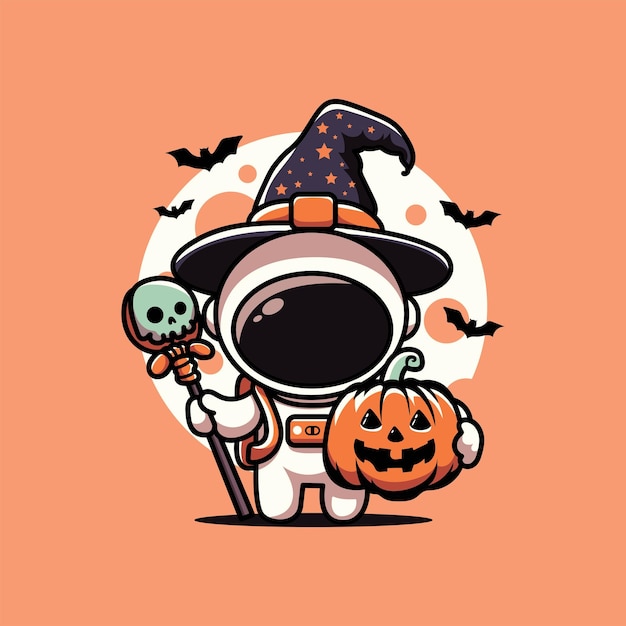 Carina illustrazione vettoriale dell'astronauta per l'evento di halloween