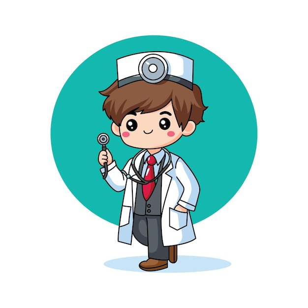 Vector cute vector design illustration of a doctor