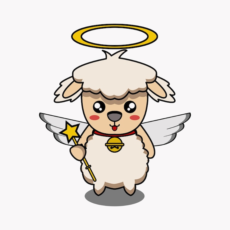 वेक्टर cute vector design illustration of fairy sheep mascot