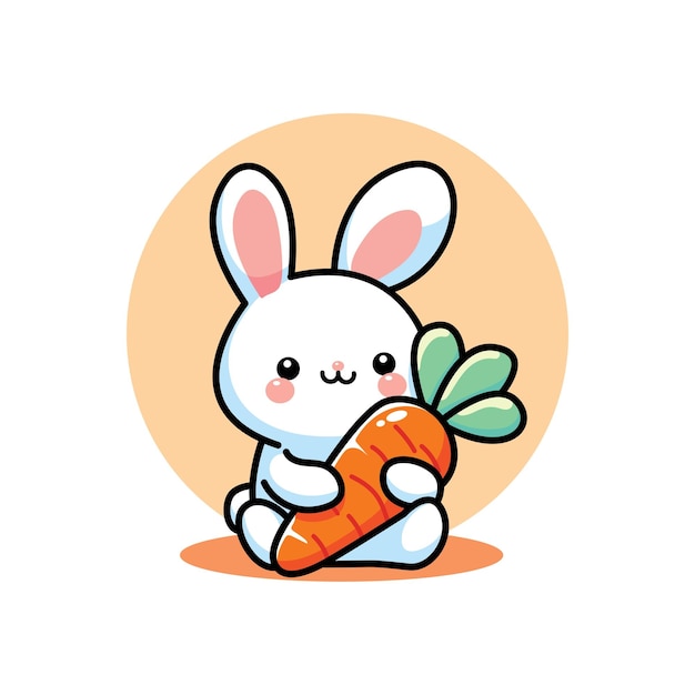 cute vector design illustration of rabbit and carrot