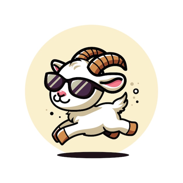 cute vector design illustration of running goat