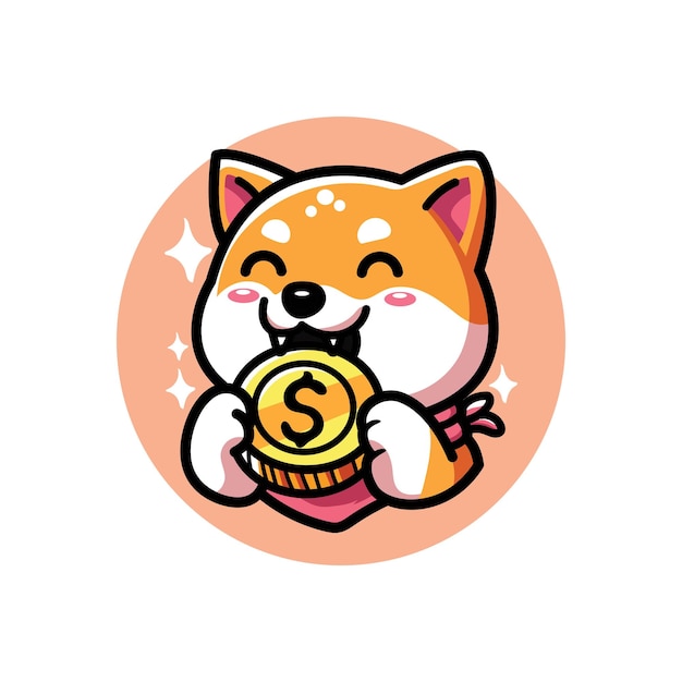 carina illustrazione di progettazione vettoriale di Shiba Inu e Bitcoin