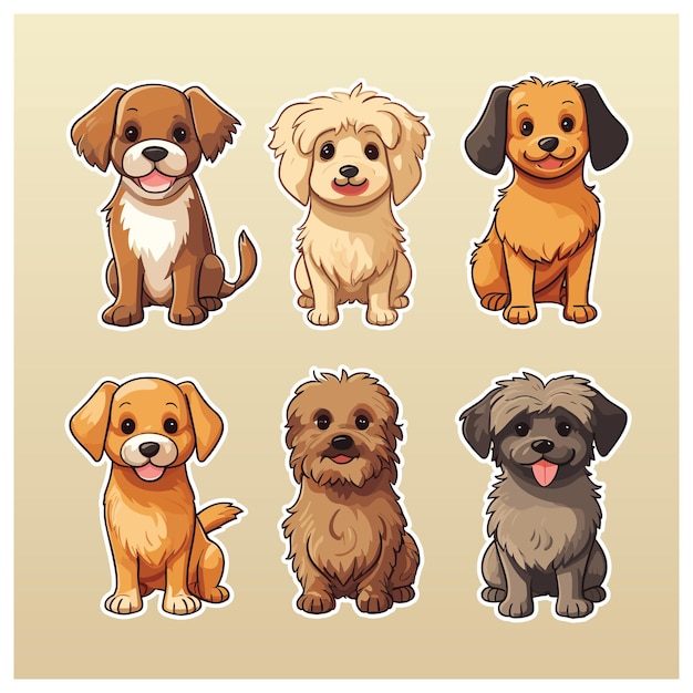 Vector cute vector dog set