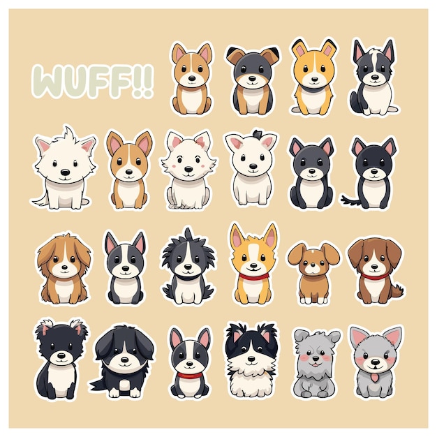 Cute vector dog set