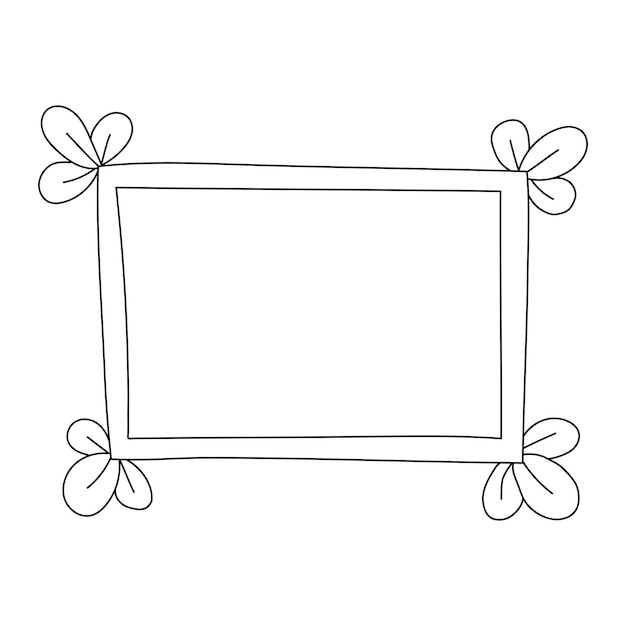 Cute vector doodle photo frame isolated on white background Hand drawn element with beautiful