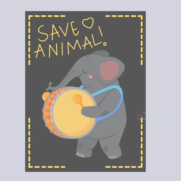 Cute vector elephant frame