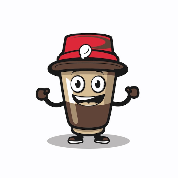 Vector cute vector emoji of coffee cup