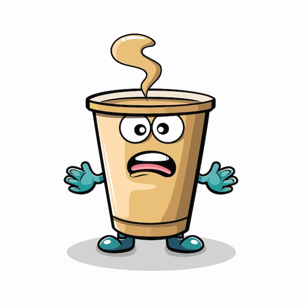 Vector cute vector emoji of coffee cup